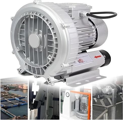 Dual Purpose Vortex Air Blower High Pressure Regenerative Pump 0.16-2.04HP Industrial Vacuum Fan for Sewage Aeration Aquaculture Quiet Aluminum Housing Single Phase Electric 220V in Kuwait