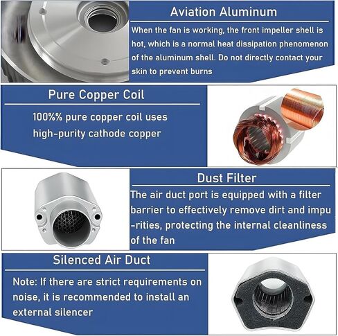 Dual Purpose Vortex Air Blower High Pressure Regenerative Pump 0.16-2.04HP Industrial Vacuum Fan for Sewage Aeration Aquaculture Quiet Aluminum Housing Single Phase Electric 220V in Kuwait
