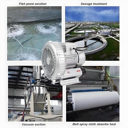 Dual Purpose Vortex Air Blower High Pressure Regenerative Pump 0.16-2.04HP Industrial Vacuum Fan for Sewage Aeration Aquaculture Quiet Aluminum Housing Single Phase Electric 220V in Kuwait