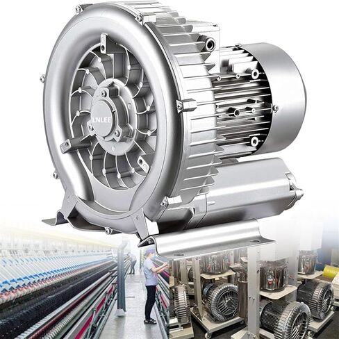 High-Pressure Regenerative Blower 120W-1100W, Vortex Air Pump with Low Noise Design, Aluminum Industrial Vacuum for Aquaculture Aeration and Textile Ventilation, Durable Motor in Kuwait