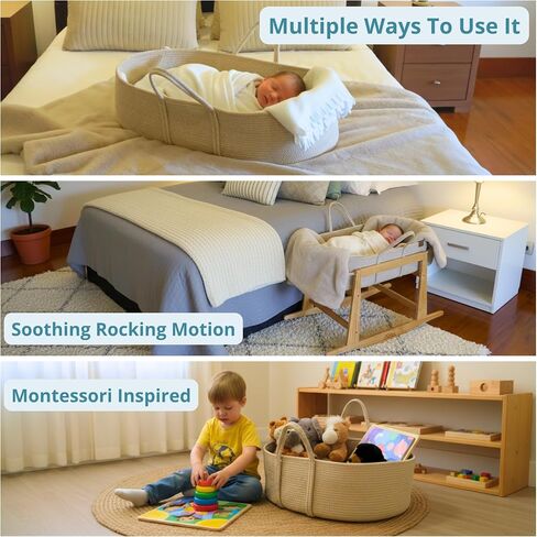 Milo & Nook Baby Changing Basket with Pad & Moses Basket Stand – Soft Cotton Nursery Basket, Waterproof Pad & Removable Washable Cover, Complete Changing Station for Newborn in Kuwait