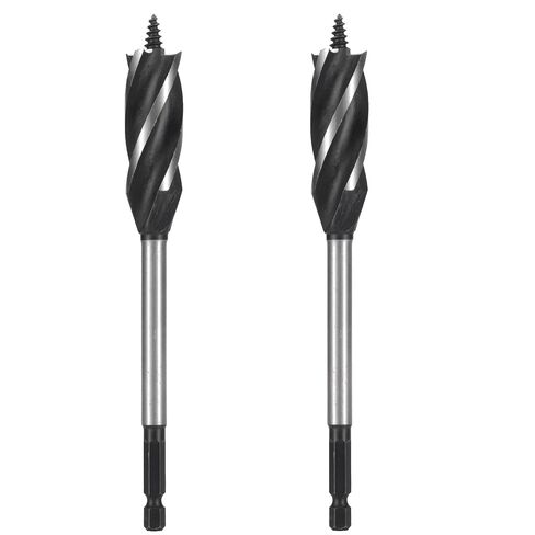 3/4" X 6" Four-Flute Wood Drill Bit, 2 Packs | Wood Auger Drill Bit, For Soft and Hard Wood, Plastic, Drywall and Composite Materials, 1/4" Quick Change Hex Shank in Kuwait