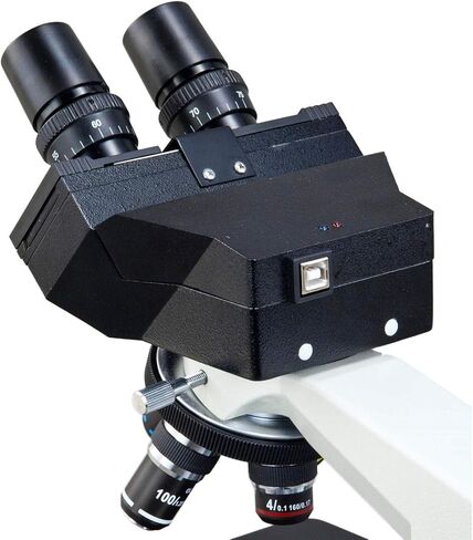 OMAX MD827S30 3MP Digital Integrated Microscope with Halogen Illumination - 40X-2000X Magnification - Compound Binocular Microscope - Ideal for Clinics, Vets & Classrooms in Kuwait