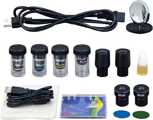 OMAX MD827S30 3MP Digital Integrated Microscope with Halogen Illumination - 40X-2000X Magnification - Compound Binocular Microscope - Ideal for Clinics, Vets & Classrooms in Kuwait