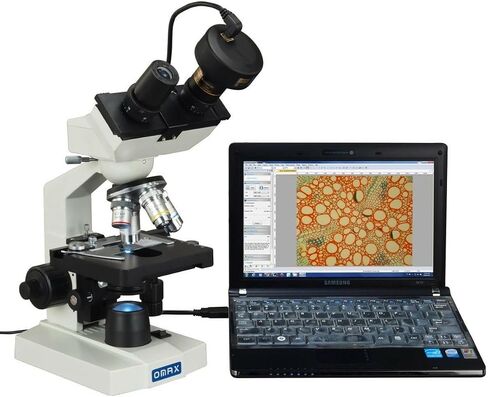 OMAX 40-2500X LED Digital Binocular Compound Microscope USB Camera + Blank Slides + Covers + Lens Paper in Kuwait