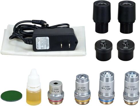 OMAX 40-2500X LED Digital Binocular Compound Microscope USB Camera + Blank Slides + Covers + Lens Paper in Kuwait