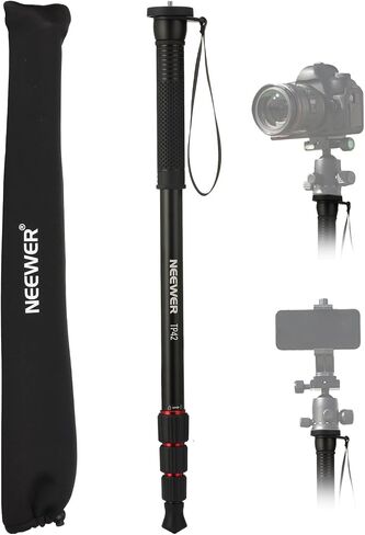 NEEWER 66.5" Camera Monopod Stand, Lightweight Aluminum Travel Selfie Stick for DSLR Camcorder Photography & Video Recording, 1/4" & 3/8" Screw Adapter, Max Load 22lb, TP42 in Kuwait
