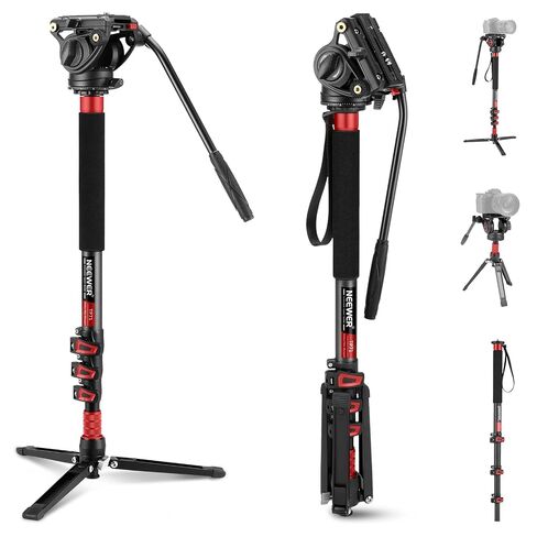 NEEWER 67.7" Camera Monopod Stand, Lightweight Carbon Fiber Travel Tripod with Detachable Base for DSLR Camcorder Video Recording, Telescopic Selfie Stick Trekking Pole, Max Load 13.2lb, TP71 in Kuwait