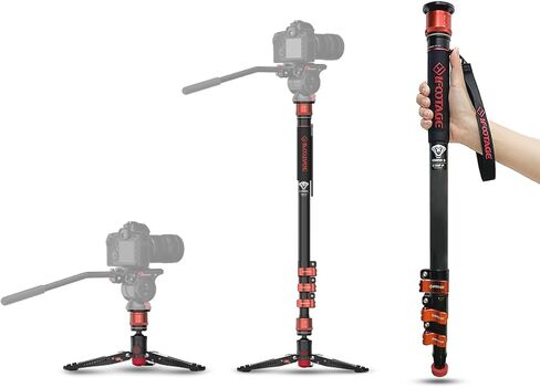 IFOOTAGE Cobra 3 A180F 71" Camera Monopod,Quick Adjust Monopod with Feet | Can as Walking Stick,CB3 Base Tripod,for Camera Photography,Travel,Payload up to 17.64 lbs/8 KG in Kuwait