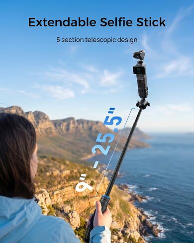 TELESIN 0.1s Auto Open Mini Selfie Stick Tripod for DJI Osmo Pocket 3 4 | 65 cm/25.5in Tripod Compatible with Insta360 Luna Ultra Xtra Muse Action Camera Accessories, Cold Shoe Mount, 360° Ball Head in Kuwait