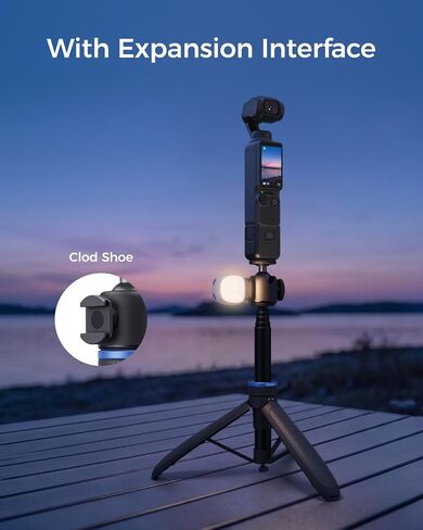TELESIN 0.1s Auto Open Mini Selfie Stick Tripod for DJI Osmo Pocket 3 4 | 65 cm/25.5in Tripod Compatible with Insta360 Luna Ultra Xtra Muse Action Camera Accessories, Cold Shoe Mount, 360° Ball Head in Kuwait