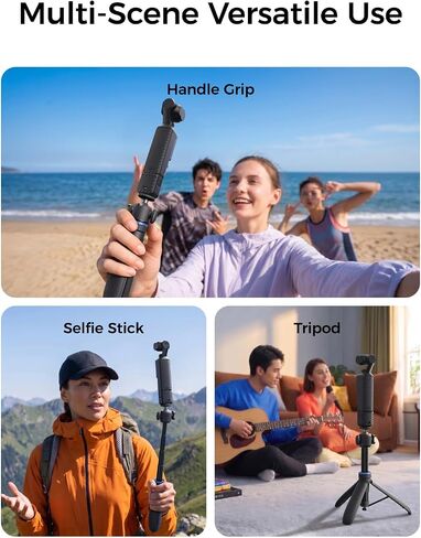 TELESIN 0.1s Auto Open Mini Selfie Stick Tripod for DJI Osmo Pocket 3 4 | 65 cm/25.5in Tripod Compatible with Insta360 Luna Ultra Xtra Muse Action Camera Accessories, Cold Shoe Mount, 360° Ball Head in Kuwait