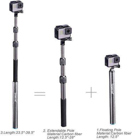 Smatree Carbon Fiber Detachable Extendable Floating Pole Selfie Stick Compatible for GoPro Hero 13/12/11/10/9/8/7/6/5/4/3 Plus/3/Session/GoPro MAX/AKASO EK7000,DJI OSMO Action 5 Pro /4/3/2 Camera | For GoPro Hero 13/12/11/10/9/8/7/6/5/4/3 Plus/3/Session/G in Kuwait