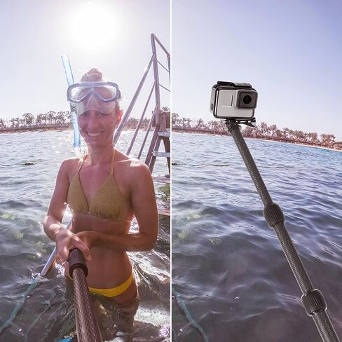 Smatree Carbon Fiber Detachable Extendable Floating Pole Selfie Stick Compatible for GoPro Hero 13/12/11/10/9/8/7/6/5/4/3 Plus/3/Session/GoPro MAX/AKASO EK7000,DJI OSMO Action 5 Pro /4/3/2 Camera | For GoPro Hero 13/12/11/10/9/8/7/6/5/4/3 Plus/3/Session/G in Kuwait