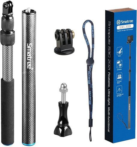 Smatree Carbon Fiber Detachable Extendable Floating Pole Selfie Stick Compatible for GoPro Hero 13/12/11/10/9/8/7/6/5/4/3 Plus/3/Session/GoPro MAX/AKASO EK7000,DJI OSMO Action 5 Pro /4/3/2 Camera | For GoPro Hero 13/12/11/10/9/8/7/6/5/4/3 Plus/3/Session/G in Kuwait