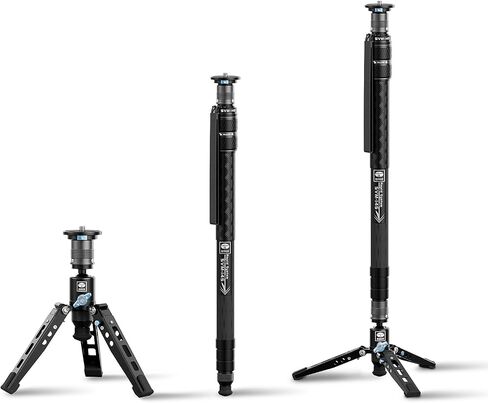 SIRUI SVM-145 Rapid Monopod with Feet, 57" Professional Carbon Fiber Camera Monopod, One-Step Rapid Height Adjustment, Modular 3 in 1, Max Load 22lbs in Kuwait