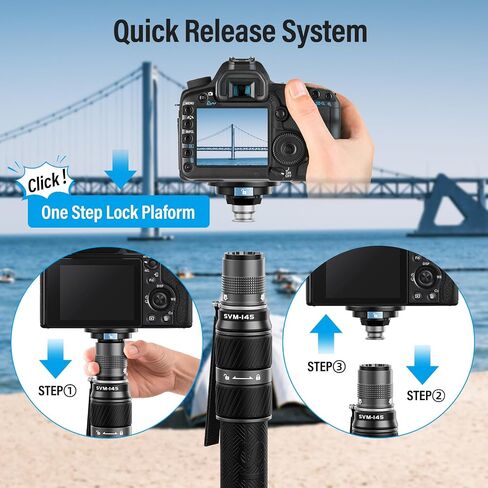 SIRUI SVM-145 Rapid Monopod with Feet, 57" Professional Carbon Fiber Camera Monopod, One-Step Rapid Height Adjustment, Modular 3 in 1, Max Load 22lbs in Kuwait