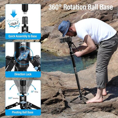 SIRUI SVM-145 Rapid Monopod with Feet, 57" Professional Carbon Fiber Camera Monopod, One-Step Rapid Height Adjustment, Modular 3 in 1, Max Load 22lbs in Kuwait