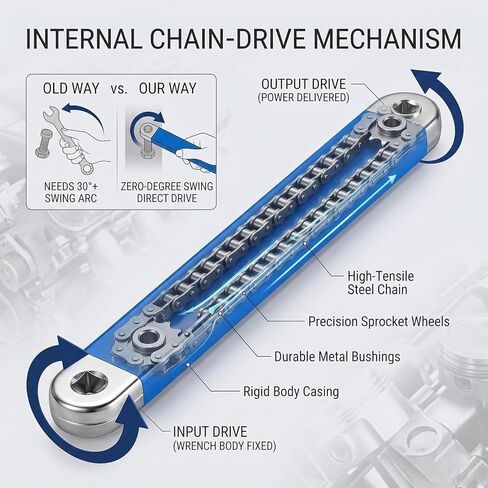 Bolthero Reaches The Bolt Nothing Else Can, Bolt Hero Wrench, 15.4" Zero-Degree Offset Extension Wrench, Ultra-Thin Drive Extender For Automotive Tight Space Repair (Orange) in Kuwait