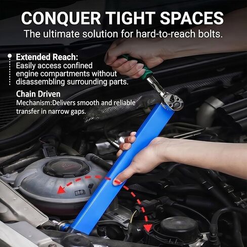 Bolthero Reaches The Bolt Nothing Else Can, Bolt Hero Wrench, 15.4" Zero-Degree Offset Extension Wrench, Ultra-Thin Drive Extender For Automotive Tight Space Repair (Orange) in Kuwait