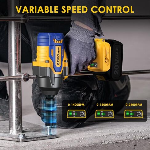 Cordless Impact Wrench for DEWALT 20V Battery | 1/2 Inch Brushless Motor High Torque Power Impact Gun, 1000 Ft-lbs(1360NM), 3-Mode Speed, LED Light(Bare Tool Only) in Kuwait