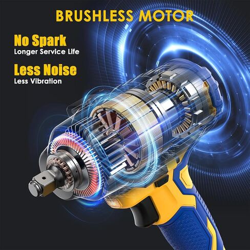 Cordless Impact Wrench for DEWALT 20V Battery | 1/2 Inch Brushless Motor High Torque Power Impact Gun, 1000 Ft-lbs(1360NM), 3-Mode Speed, LED Light(Bare Tool Only) in Kuwait