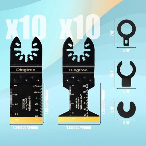 Titanium Oscillating Saw Blades, Diagtree 20PCS Titanium Oscillating Multitool Blades for Metal, Wood and Plastic, fit Dewalt Milwaukee Ryobi Fein Dremel Bosch Rockwell Ma Kita Porter Cable in Kuwait