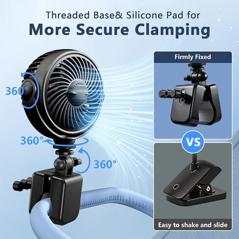Rechargeable Peloton Bike Fan with Cotton Pads for Fragrance Drops | Rotatable Battery Operated Clip On Fan for Treadmill Stationary Bike Exercise Stroller-Peloton Accessories-Black in Kuwait