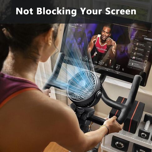Rechargeable Peloton Bike Fan with Cotton Pads for Fragrance Drops | Rotatable Battery Operated Clip On Fan for Treadmill Stationary Bike Exercise Stroller-Peloton Accessories-Black in Kuwait