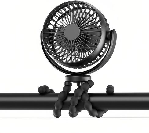 LONCIN Portable Stroller Fan with Flexible Tripod, 3 Speeds Battery Operated Personal Desk Fan, Handheld Small Fan for Car Seat, Crib, Bike, Treadmill, Travel & Camping - Black in Kuwait