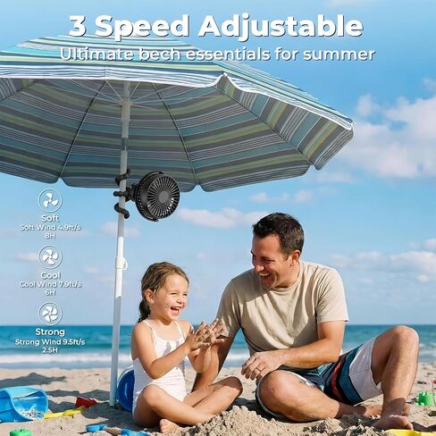 LONCIN Portable Stroller Fan with Flexible Tripod, 3 Speeds Battery Operated Personal Desk Fan, Handheld Small Fan for Car Seat, Crib, Bike, Treadmill, Travel & Camping - Black in Kuwait