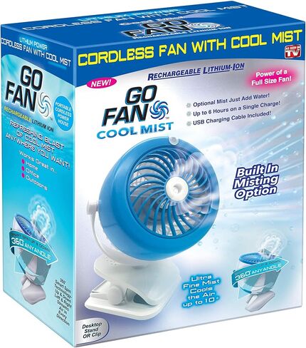 Spark Innovators Go Fan Cool Mist - Lithium Ion Fan w/Built in Mister! - As Seen on TV in Kuwait