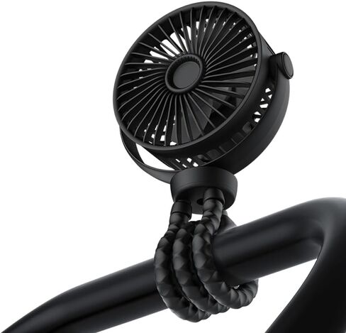 Portable Stroller Fan, 4000mAh Rechargeable Clip on Fan with Flexible Tripod, 3 Speeds Cooling, LED Display, Detachable Grille, Quiet Operation, for Car Seat, Crib & Treadmill Bunk Bed in Kuwait