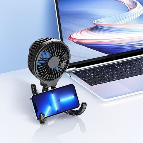 Portable Stroller Fan, 4000mAh Rechargeable Clip on Fan with Flexible Tripod, 3 Speeds Cooling, LED Display, Detachable Grille, Quiet Operation, for Car Seat, Crib & Treadmill Bunk Bed in Kuwait