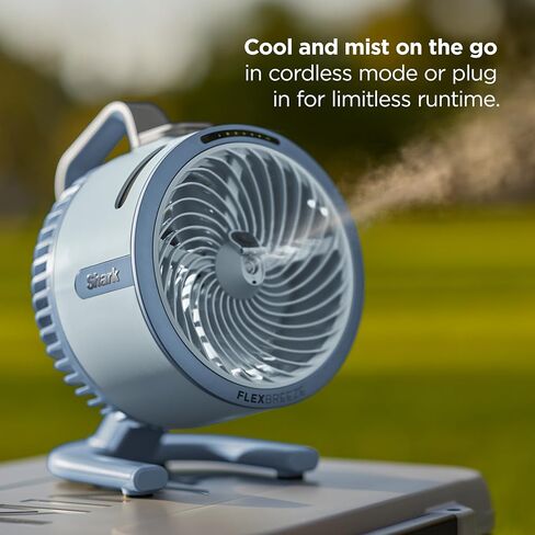 All-New Shark FlexBreeze HydroGo Pro Fan, Indoor & Outdoor Powerful Cooling Fan with Dry-Touch Mist, Portable Cordless & Corded, Long Battery Runtime, 5 Speeds, Dune, FA056GY1 (2026 Release) in Kuwait