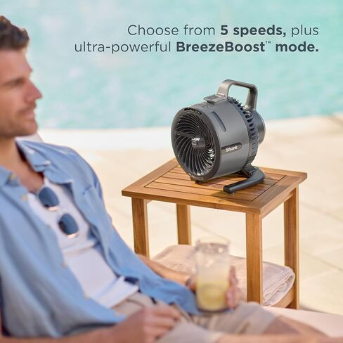 All-New Shark FlexBreeze HydroGo Pro Fan, Indoor & Outdoor Powerful Cooling Fan with Dry-Touch Mist, Portable Cordless & Corded, Long Battery Runtime, 5 Speeds, Dune, FA056GY1 (2026 Release) in Kuwait