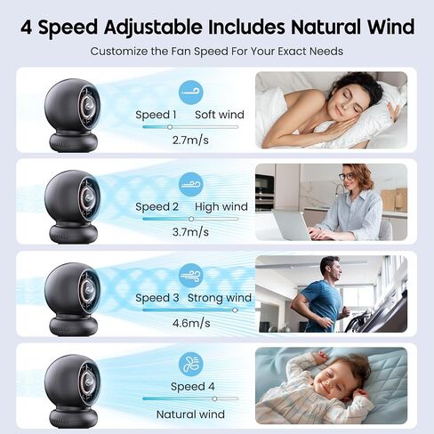 Stroller Fan, Battery Operated Baby Stroller Fans, 8000mAh Rechargeable Fans, 75° Auto Oscillation Portable Fan, 5-12H Runtime, 4 Speeds Wind, Detachable Base & LED Display in Kuwait