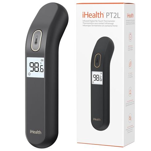 iHealth Touchless Thermometer for Adults and Kids, Color-Coded Alert & Silent Mode, 1-Second Accurate Fever Check, Portable for Home, Travel Use - PT2L Black in Kuwait