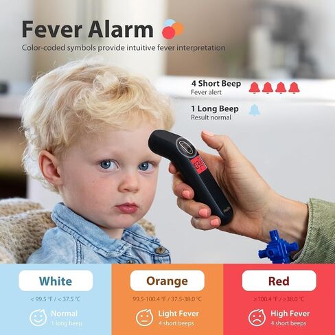 iHealth Touchless Thermometer for Adults and Kids, Color-Coded Alert & Silent Mode, 1-Second Accurate Fever Check, Portable for Home, Travel Use - PT2L Black in Kuwait