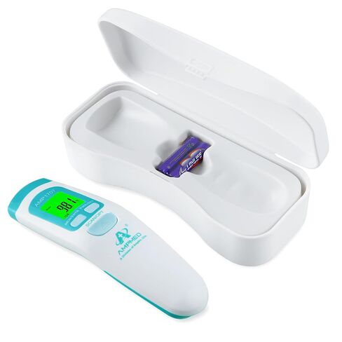 Non-Contact Medical Grade Forehead Thermometer & Case, White | For Adults, Kids, Baby, Touchless Infrared, 1-Sec Reading, Fever Alarm in Kuwait