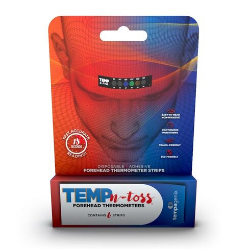 Fast Reading Disposable Forehead Thermometer Strips - Temp-N-Toss for Accurate & Hygienic Adult Temperature Measurement (6) in Kuwait
