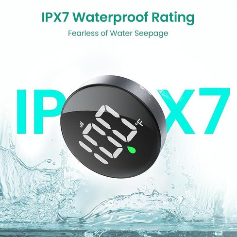 MX08 Shower Temperature Display, Shower Thermometer, °F /°C Switchable | Hydro Powered Sensor, Digital Water Temperature Monitor, Large Adjustable Display, IPX7 Waterproof for Bathroom in Kuwait
