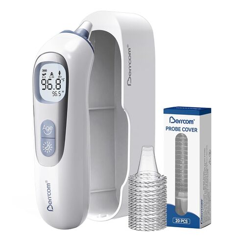 Berrcom Ear Thermometer with Heated Tip & Age Precision, Fever Alarm with Mute & Night Light, Includes 21 Probe Covers & Storage Box, Accurate Digital Ear Thermometer for Adults, Kids and Babies in Kuwait