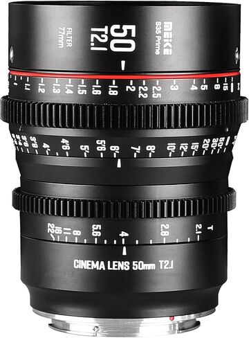 Meike 50mm T2.1 S35 Manual Focus Wide Angle Prime Cinema Lens for Canon EF Mount and Cine Camcorder EOS C100, C200, C300, Zcam E2-S6 6K in Kuwait