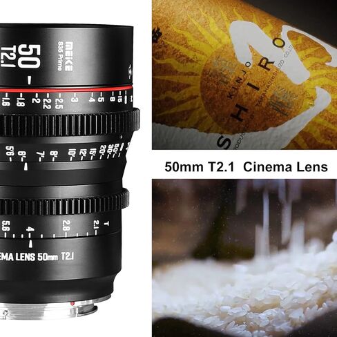 Meike 50mm T2.1 S35 Manual Focus Wide Angle Prime Cinema Lens for Canon EF Mount and Cine Camcorder EOS C100, C200, C300, Zcam E2-S6 6K in Kuwait