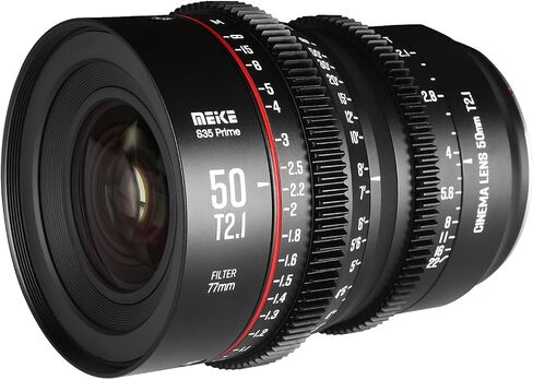 Meike 50mm T2.1 S35 Manual Focus Wide Angle Prime Cinema Lens for Canon EF Mount and Cine Camcorder EOS C100, C200, C300, Zcam E2-S6 6K in Kuwait