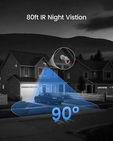 ZOSI 1080p 16 Channel Security Camera System Outdoor with AI Human Vehicle Detect, 12 x 2MP Weatherproof Surveillance CCTV Bullet Dome Camera, H.265+ DVR, 2TB HDD, 80ft Night Vision, 90° View Angle in Kuwait