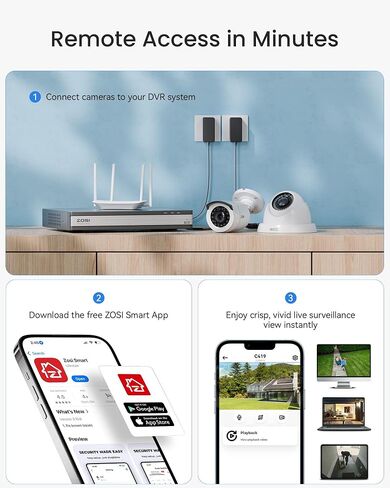 ZOSI 1080p 16 Channel Security Camera System Outdoor with AI Human Vehicle Detect, 12 x 2MP Weatherproof Surveillance CCTV Bullet Dome Camera, H.265+ DVR, 2TB HDD, 80ft Night Vision, 90° View Angle in Kuwait