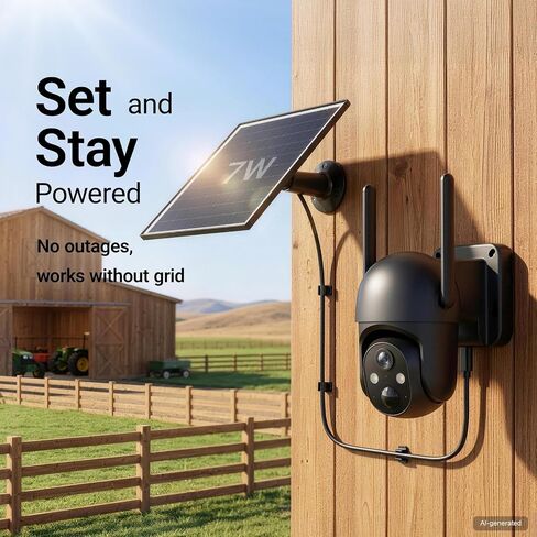 SEHMUA 4G LTE Cellular 24/7 Recording Security Camera Wireless Outdoor, Off Grid Security Cam No Wi-Fi, 2K Color Night Vision, 360° View, PIR Motion Sensor, Two-Way Talk, Built-in eSIM Card in Kuwait
