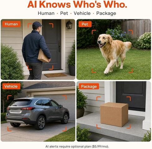 Dzees 2K Wireless Outdoor Security Cameras, Battery Powered, 4-Pack | AI motion detection, spotlight, siren alarm, color night vision, 2-way audio, WiFi, IP66, SD and cloud storage in Kuwait